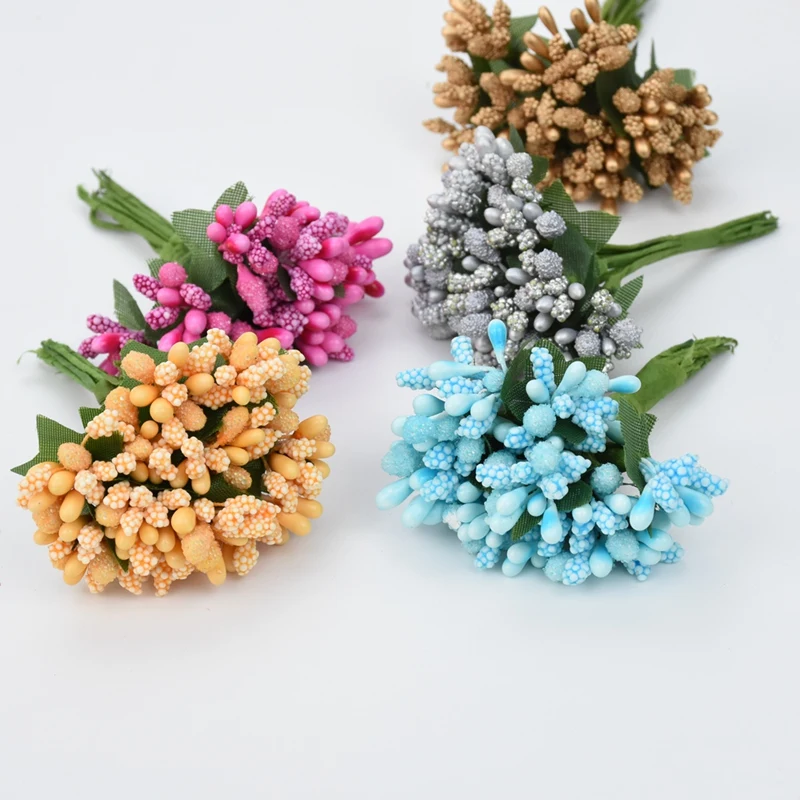 12 Pieces Stamen Diy Gifts Candy Box Home Decor Wedding Decorative Flowers Wreaths Christmas Crafts Artificial Flowers Wholesale