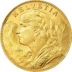 Switzerland Confederation gold 20 Francs 1926 LB Brass Metal Copy Commemorative Coin Ww2 Moneda Collectible Coins
