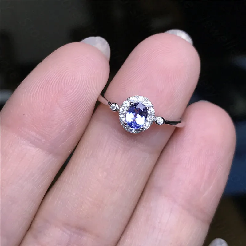 

New natural tanzanite 925 silver women's ring, simple and generous, a gift for girls