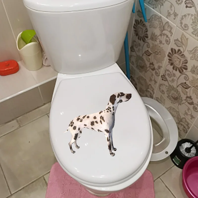 YOJA 22.5×18.9CM Funny Dog Personality Room Wall Stickers Standing Dalmatian Toilet Decoration T1-2431