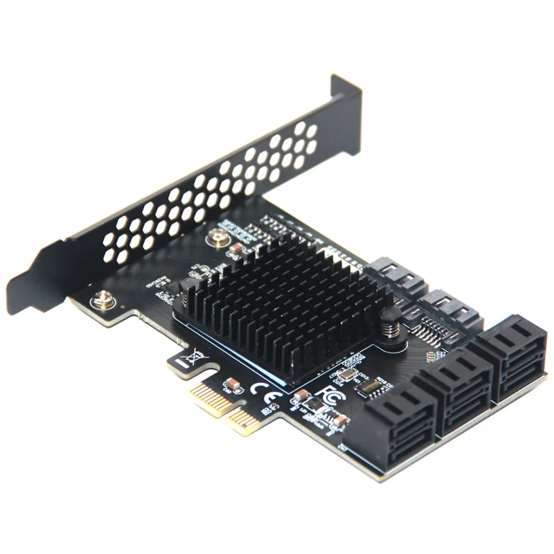 Chi Mining Riser – carte PCIE SATA, 8 Ports, 6 go, adaptateur SATA 3.0, extension PCI Express X1, PCI-E vers contrôleur SATA ASM1064