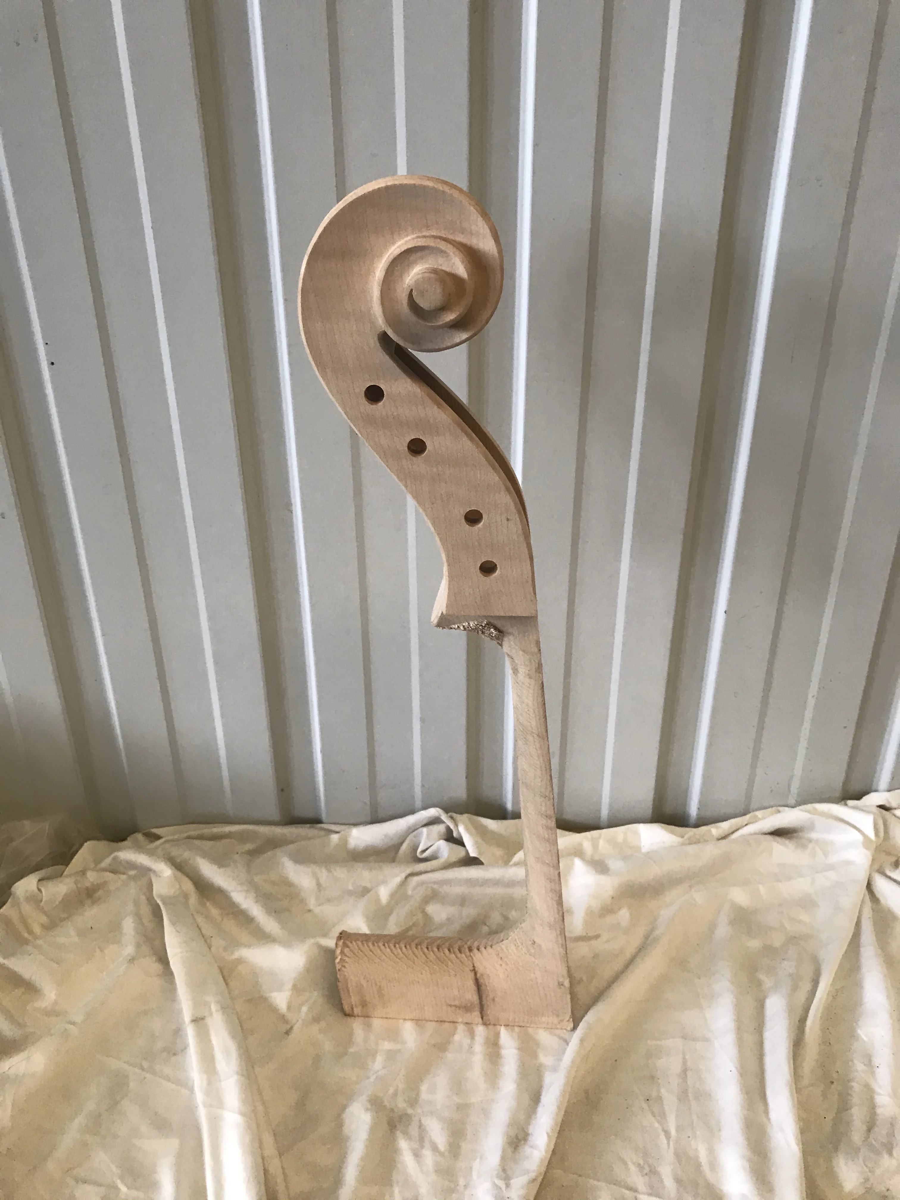 Flamed Maple Cello Head, 3/4 Cello Head, Beutiful Pattern, Hand Carved, High Quality, White Cello Neck Parts, 1Pc