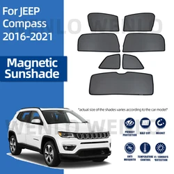 For Jeep Compass 2016-2021 Side Window Sunshield Magnetic Curtains Windshield Sunshade Car Shading With Clip Cover Interior Mesh