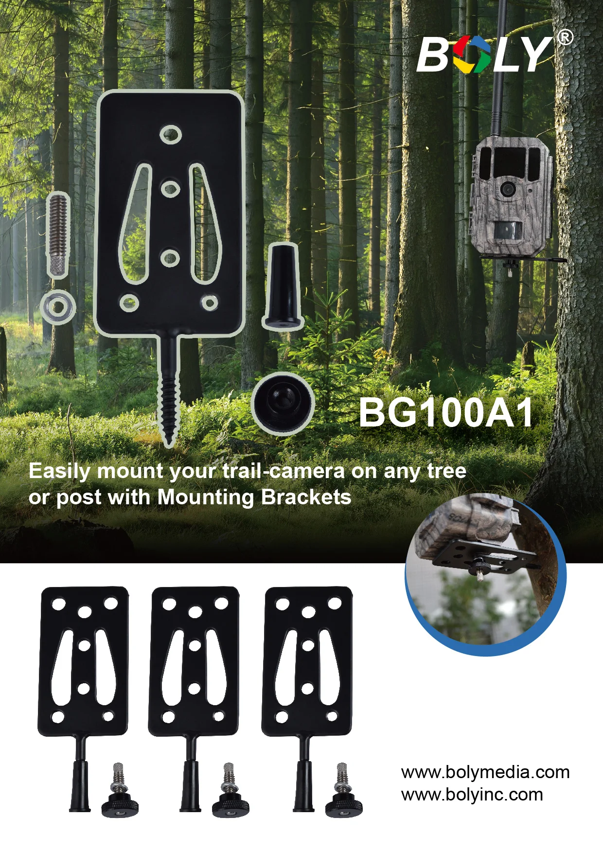 Bolyguard 3pcs/set Hunting Cameras Accessories Scoutguard Universal Mounts Brackets Brands Fixed To Trees or Woods