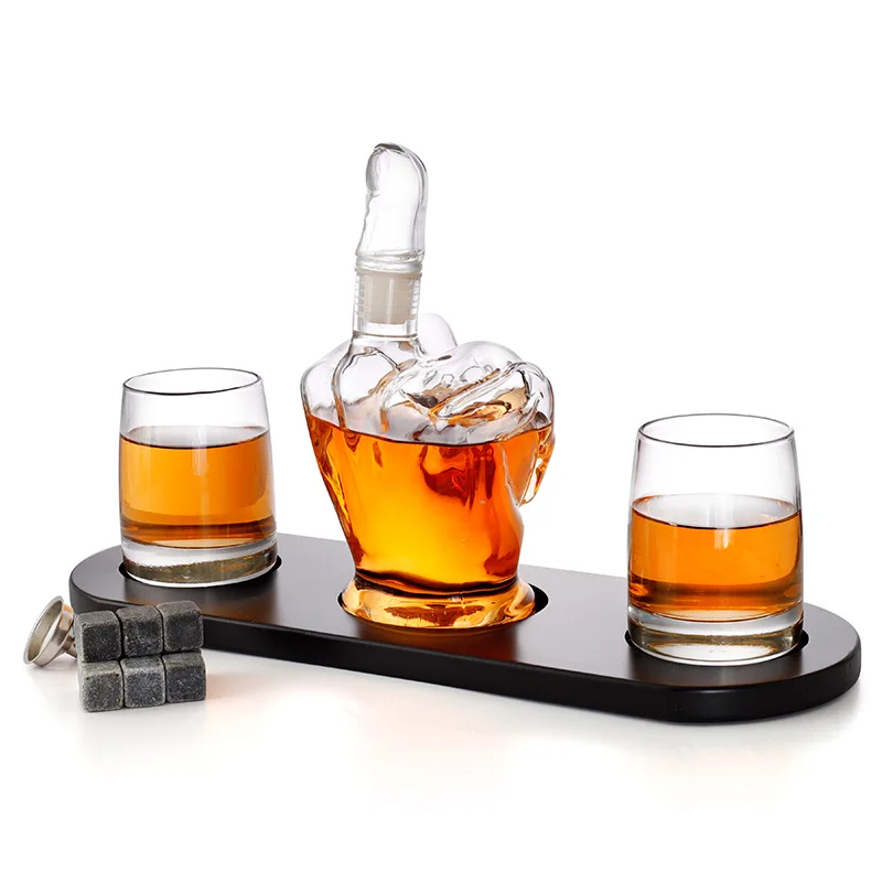 

Creative Finger Glass Wine Bottle Wine Glass Set Bar Supplies Red Wine Decanter Aerator Rock Cooler Whisky Crystal Bottle