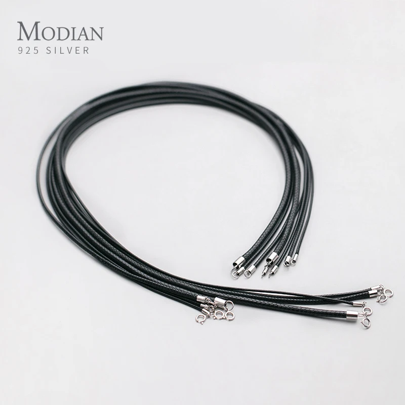 Modian New 925 Sterling Silver Buckle Chain Fashion Basic Braided Leather Cord Necklace for women All-match Pendant Fine Jewelry