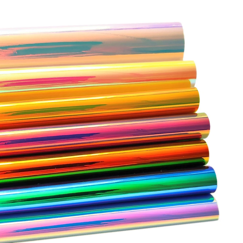 Opalizujący, holograficzny, tęczowy, tęczowy, kokardy do włosów laserowy kolczyk ze sztucznym materiał ze skóry, dzięki czemu DIY grubość materiału 0.9mm jest wodoodporna