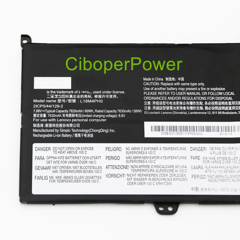 Original quality L18C4PH0 L18M4PH0 7.68V 7820mAh Laptop Battery For C940 14, C940 SP/A, C940-14IIL, C940