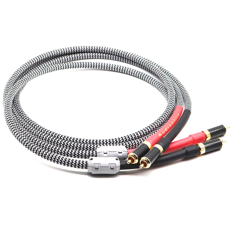 HiFi  Audio Video DIY 8N OFC  Silver Plated Audio RCA to RCA  AMP speaker Interconnector cable