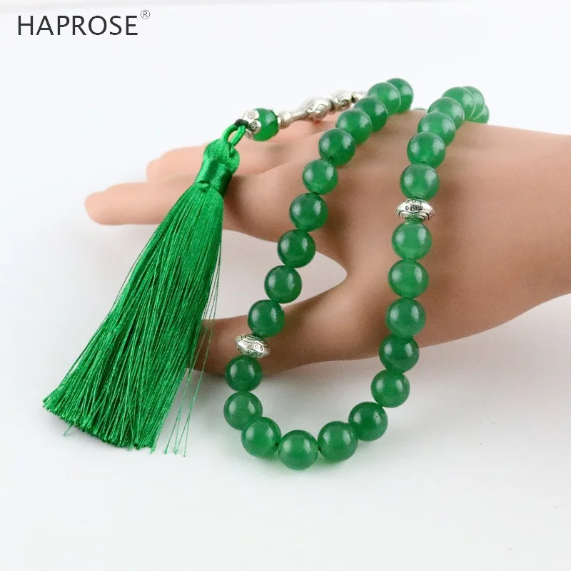 New Stone Bead Bracelet 33/99 Beads tasbih Muslim Allah Beads 8 mm/10 mm/12 mm green tesbin Men's gift