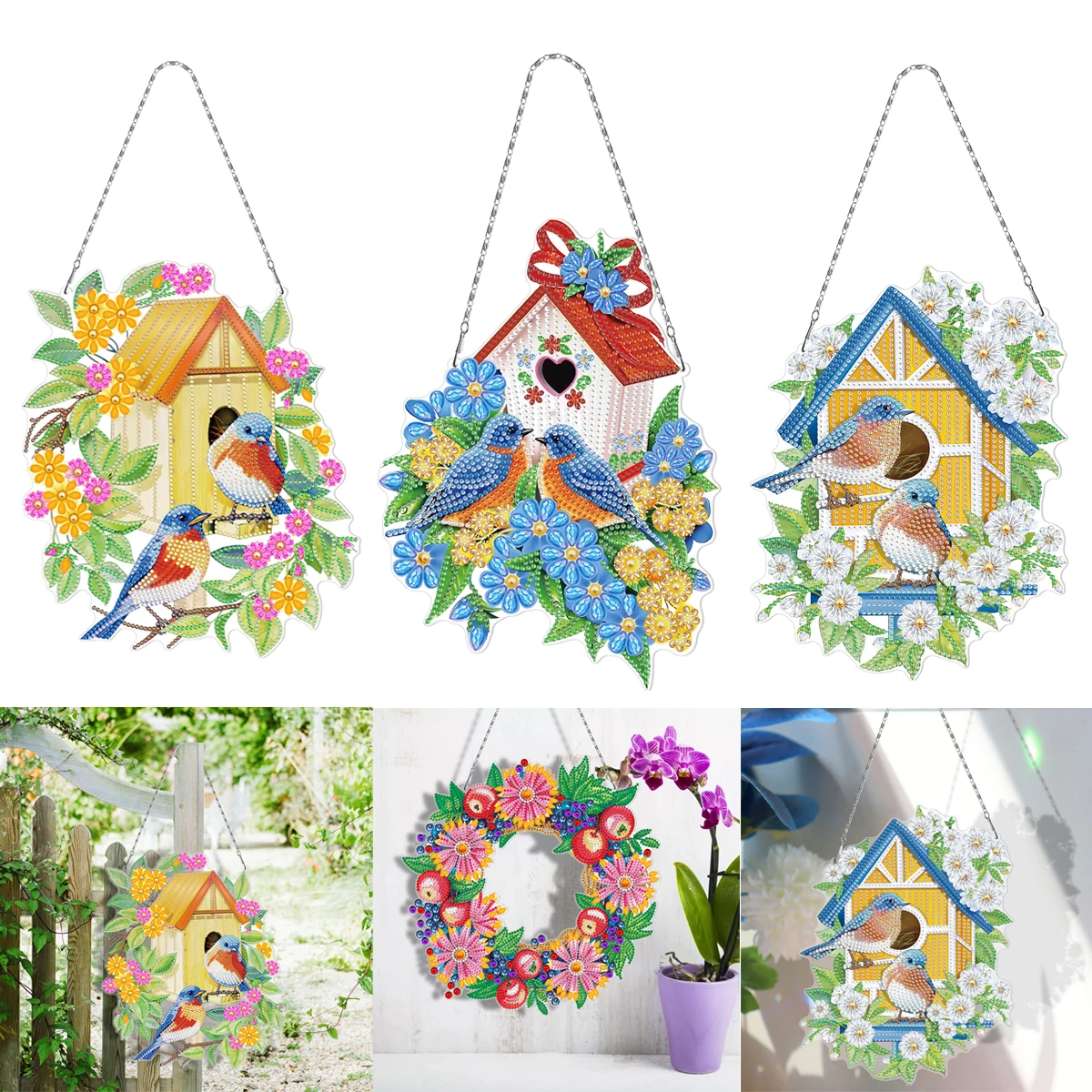 

Double Sides Diamond Painting Wreath Flower Diamond Embroidery Kit Special Shaped Drill DIY Art Craft Home Wall Garden Decor