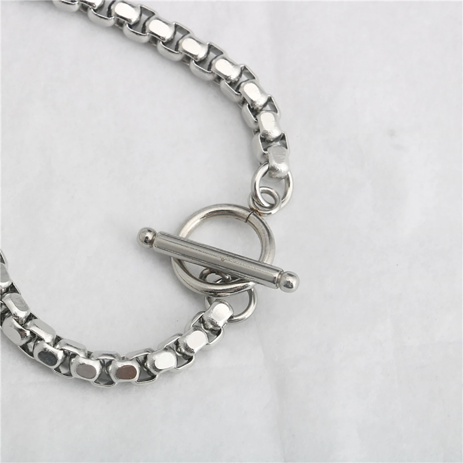 Fashion Stainless Steel Box Chain Findings Bracelets Silver Color Metal Bracelets For Women Man Wrist Jewelry Gifts, 1 Piece