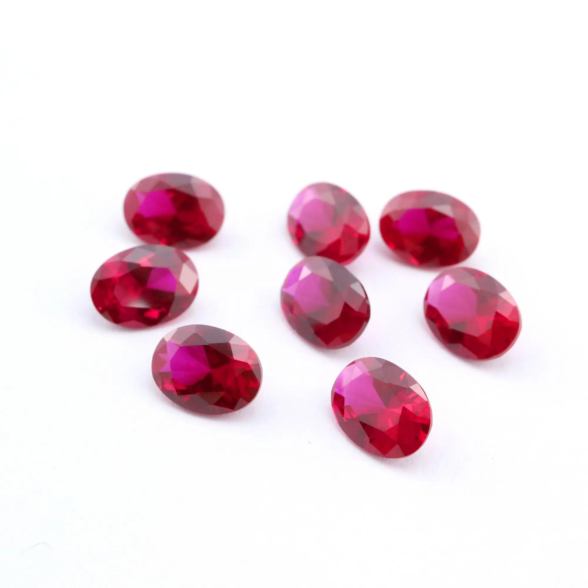 1 sztuk Lab utworzono owalne Ruby lipiec Birthstone Red Faceted kamienie szlachetne luzem DIY materiały jubilerskie 4120126