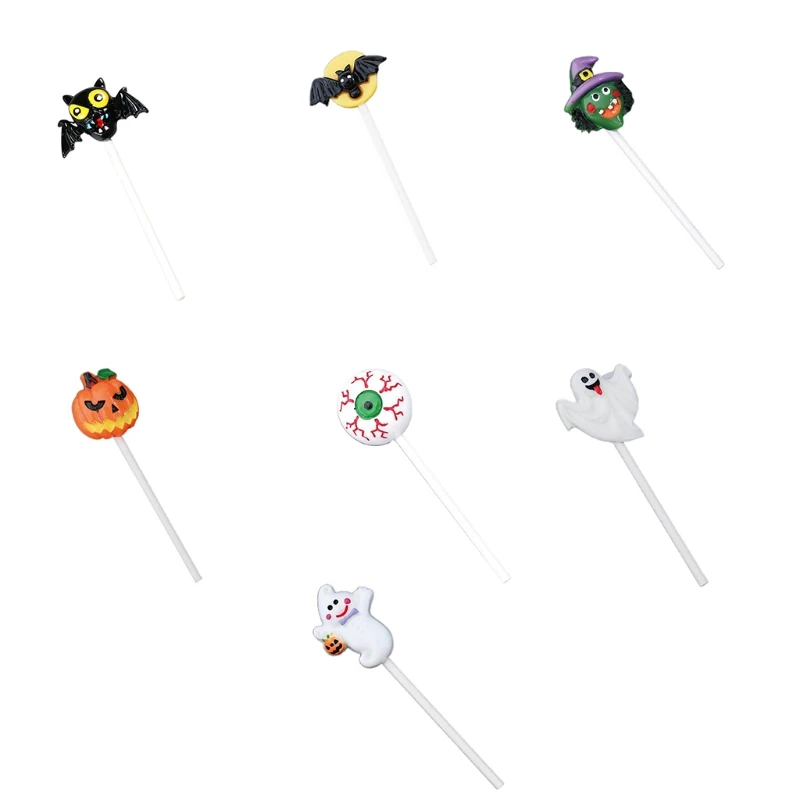 Halloween Cake Topper Pumpkin Ghost Bat Decoration Cake Insert Cupcake Signs 