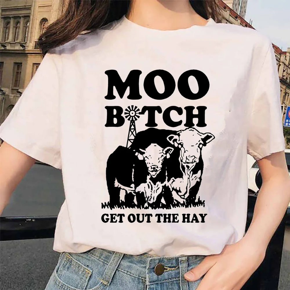 

Moo Btch Get Out The Hay T Shirt Funny Cow Girl Graphic Cotton Tees