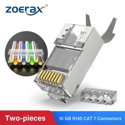 ZoeRax CAT7 Metalowe ekranowane złącza RJ45 Wtyczka modułowa - Cat 7 FTP 8P8C Sieć RJ 45 Zaciskane złącze Ethernet