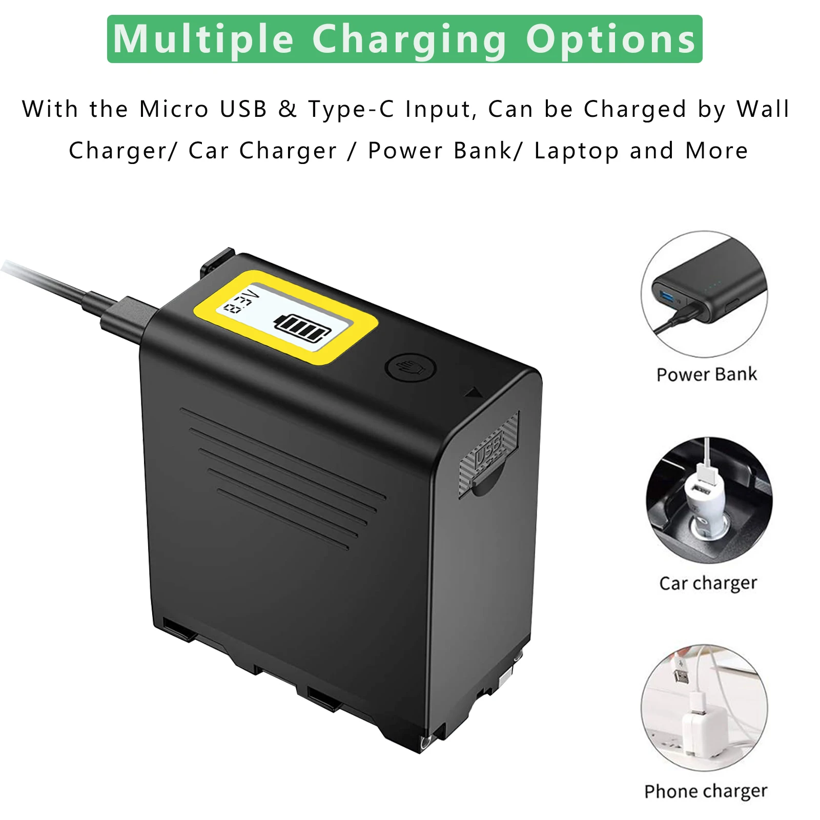 7800mAh USB الناتج NP-F970 NP-F960 F960 F970 البطارية مع LCD الذكية عرض مناسبة لسوني F960 F550 F570 F750 F750 F770