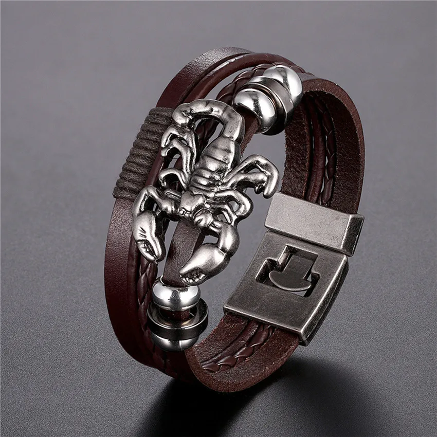 Hot Sale 2023 New Fashion Scorpion Bracelet Men Leather Bracelet Women Friends Valentine\'s Gift Jewelry Wholesale Price Pulseira