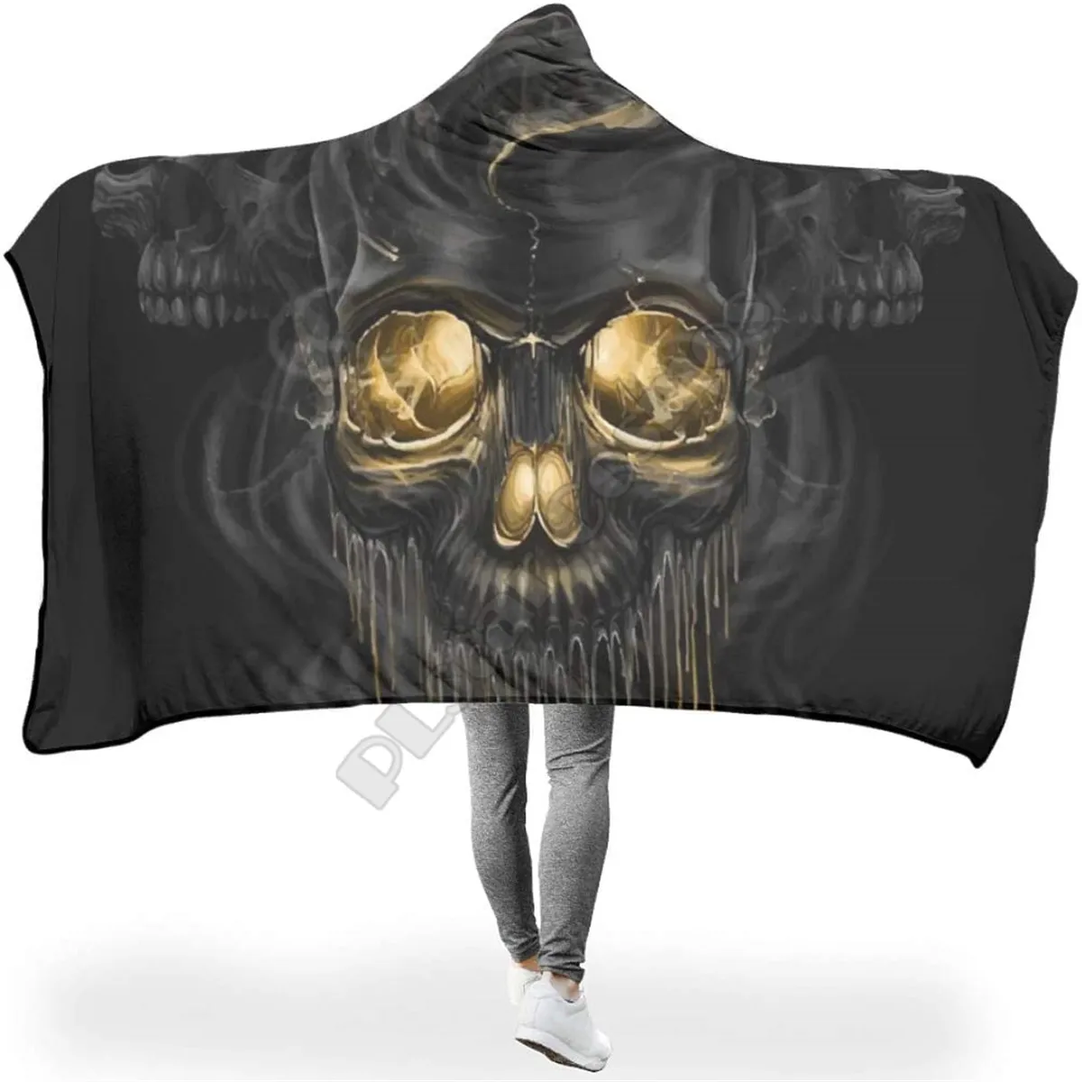 

Skull 3d Printed Hooded Blanket Adult Kids Sherpa Fleece Blanket Cuddle Offices in Cold Weather Gorgeous 01