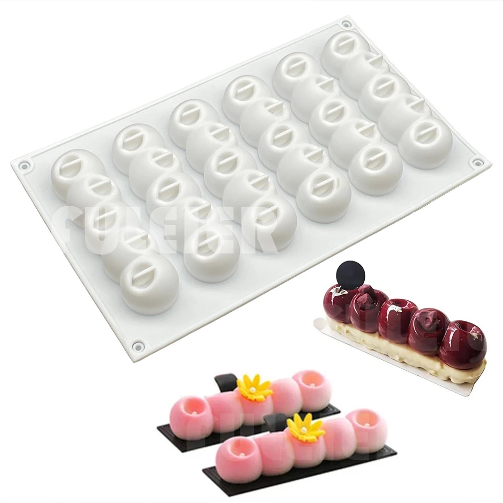 6-Concave Ball Long Strip-Shaped Silicone Mouse Cake Mold 3d Baking Tools Dessert Cake Decoration Mould Bakeware For Wedding