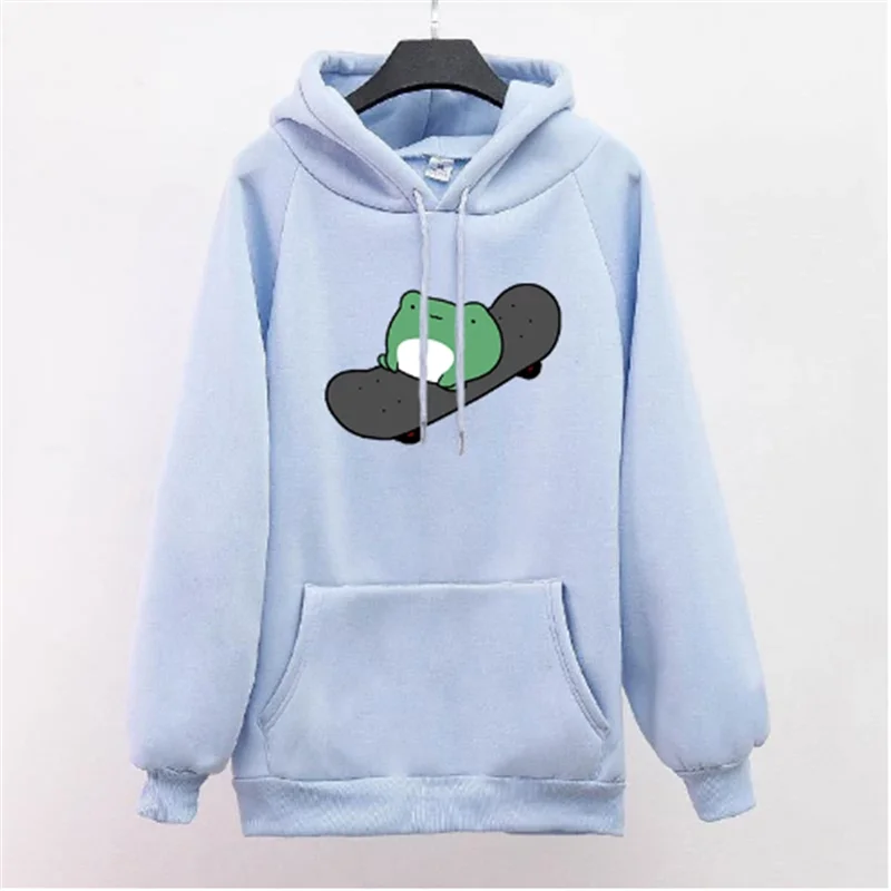 ฤดูหนาวสเก็ตบอร์ดกบขนาดใหญ่เสื้อกันหนาวผู้ชายและผู้หญิง Hoodies Harajuku Warm Pullover Harajuku Plus ขนาดผู้หญิงด้านบน