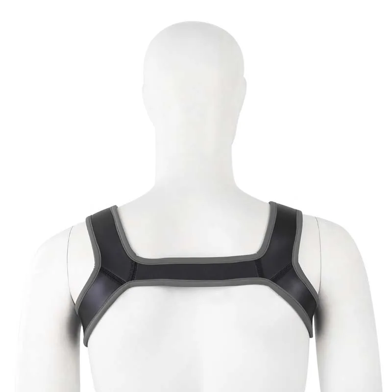 Neoprene Fetish Harness Men BDSM Gay Chest Harness Belts Punk Rave Body Bondage Clothing Sexy Male Crop Tops for Puppy Play