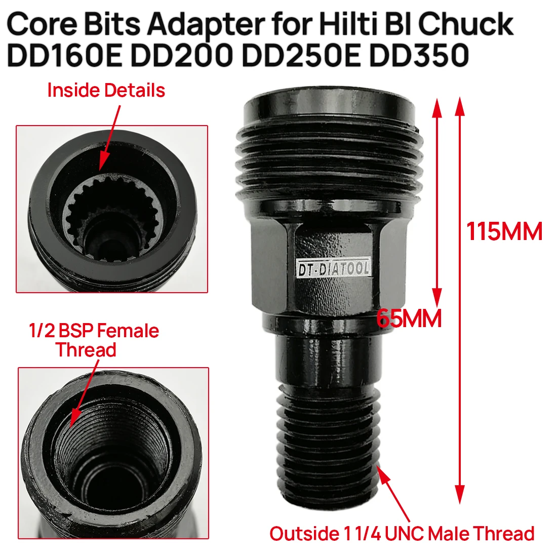 DT-DIATOOL 1 piece High Quality DIAMOND CORE DRILL ADAPTER (DD-BL to DD-BS) connection for HILTI DD160E DD200 DD250E DD350