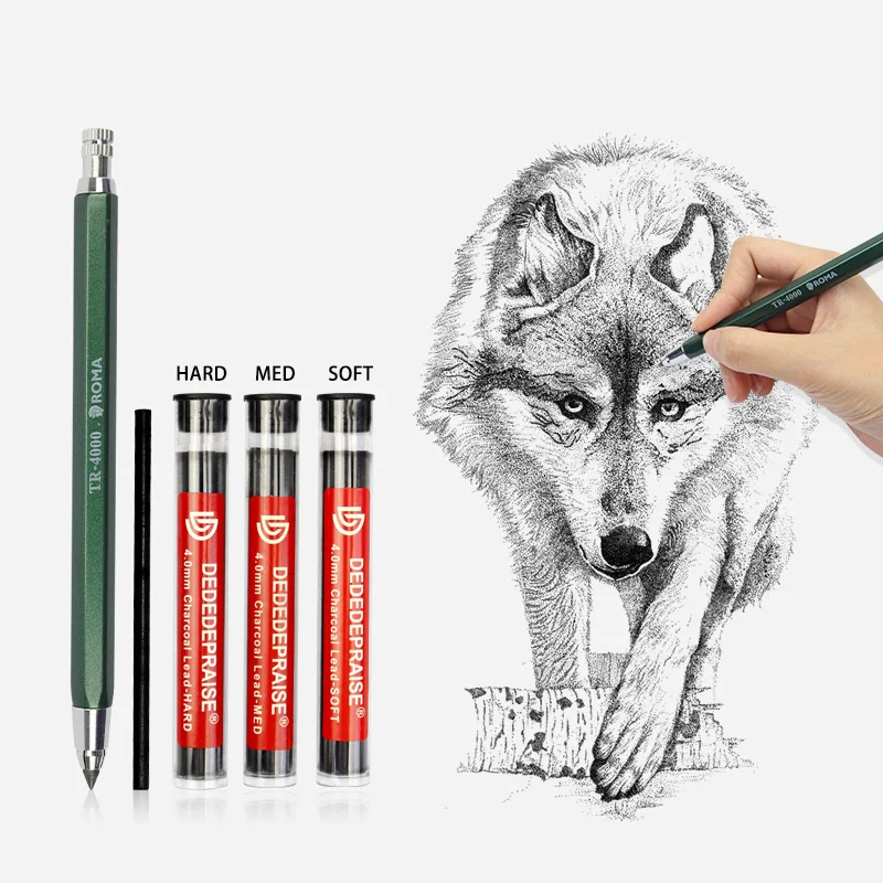 4.0mm Sketch Press Mechanical Charcoal Pencil Soft/Medium/Hard Painting Drawing School Office Stationery Kid Automatic Pencils