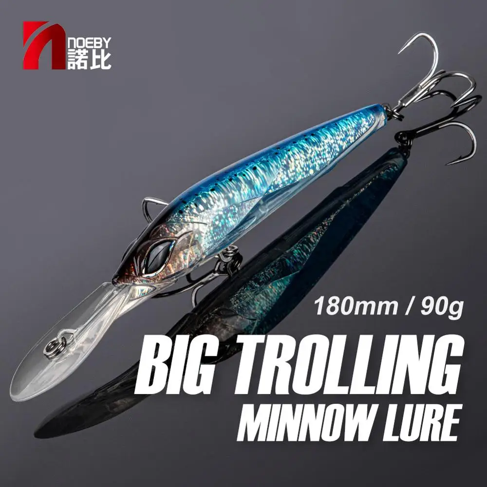 Noeby Trolling Minnow Fishing Lure, pływający wobler, duża gra, sztuczna twarda przynęta na morze, GT Tuna Fishing Lure 180mm, 90g