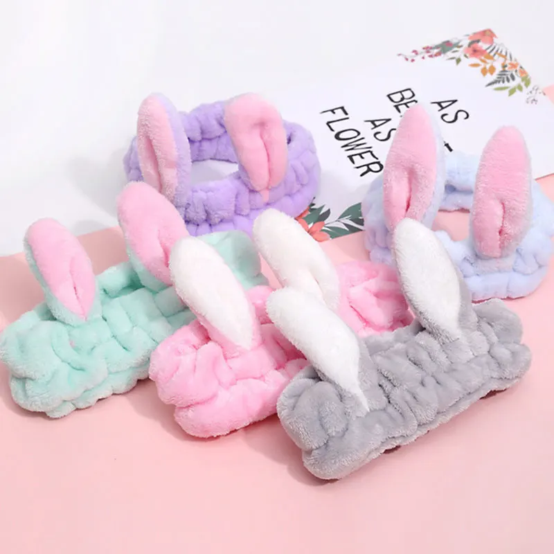 2020 New OMG Letter Coral Fleece Wash Face Hairbands For Women Cute Soft Bow Girls Headbands Hair Bands Turban Hair Accessories