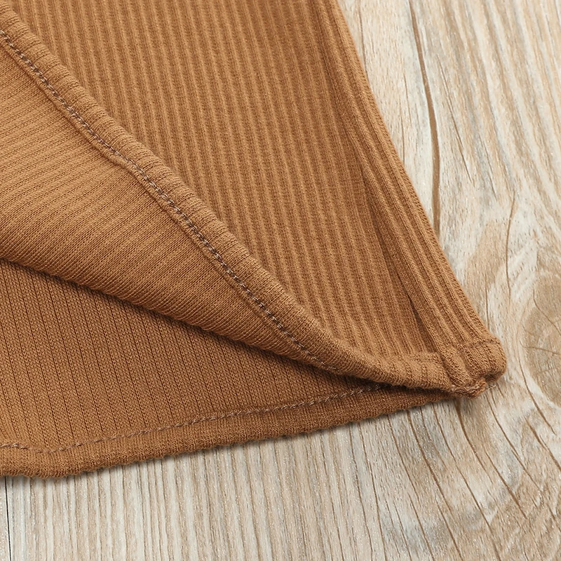 2-teiliges Set aus geripptem Strick für Jungen und Mädchen, Kinder-Pyjamas, Pullover+Hose, Baumwollkleidung, lange Schlafkleidung, Trainingsanzug – Detail 9