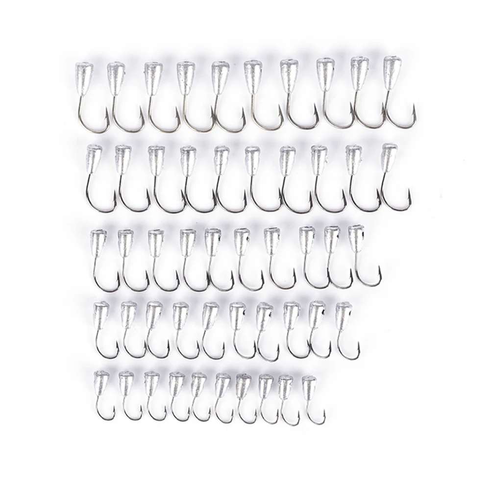 New 10Pcs or 50pcs Japan Overturned Hook Titanium Tungsten Barbed Fishhook Tin Jig Lead Head Stand Hooks High Quality Wholesale