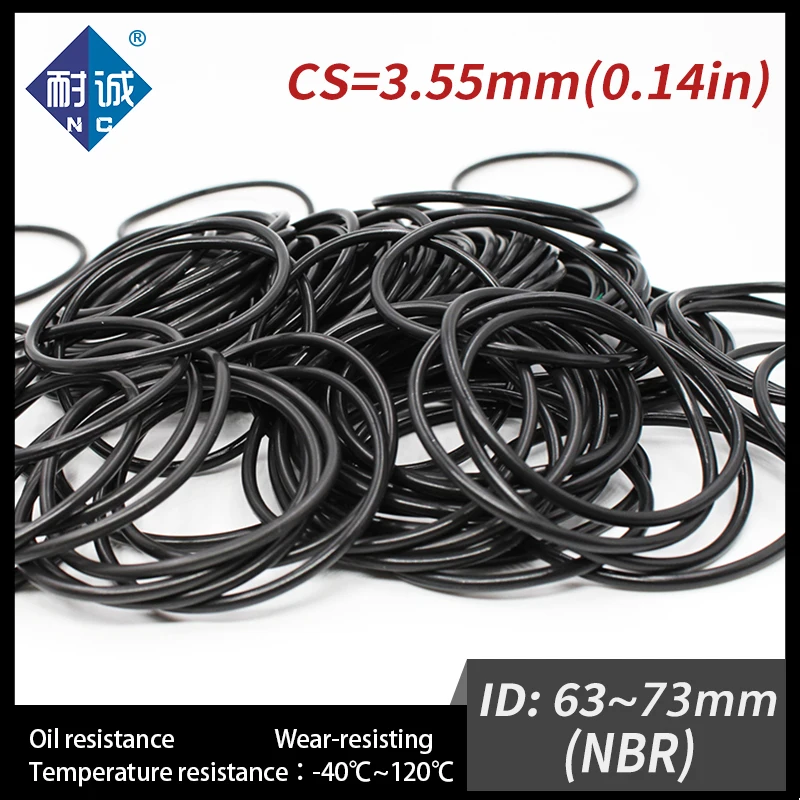 

5 PCS / Lot Nitrile Rubber Black NBR CS 3.55mm ID 63/65/67/67.5/69/71/73*3.55mm O Ring Gasket Oil resistant waterproof