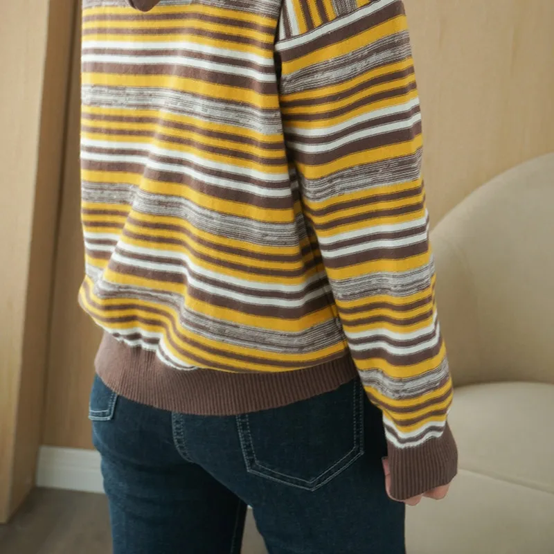 Women Hoodies Sweatshirt 100% Cotton Sweater Striped Pullover 2023 Spring Female Casual Loose Plus Size Coat Jumper