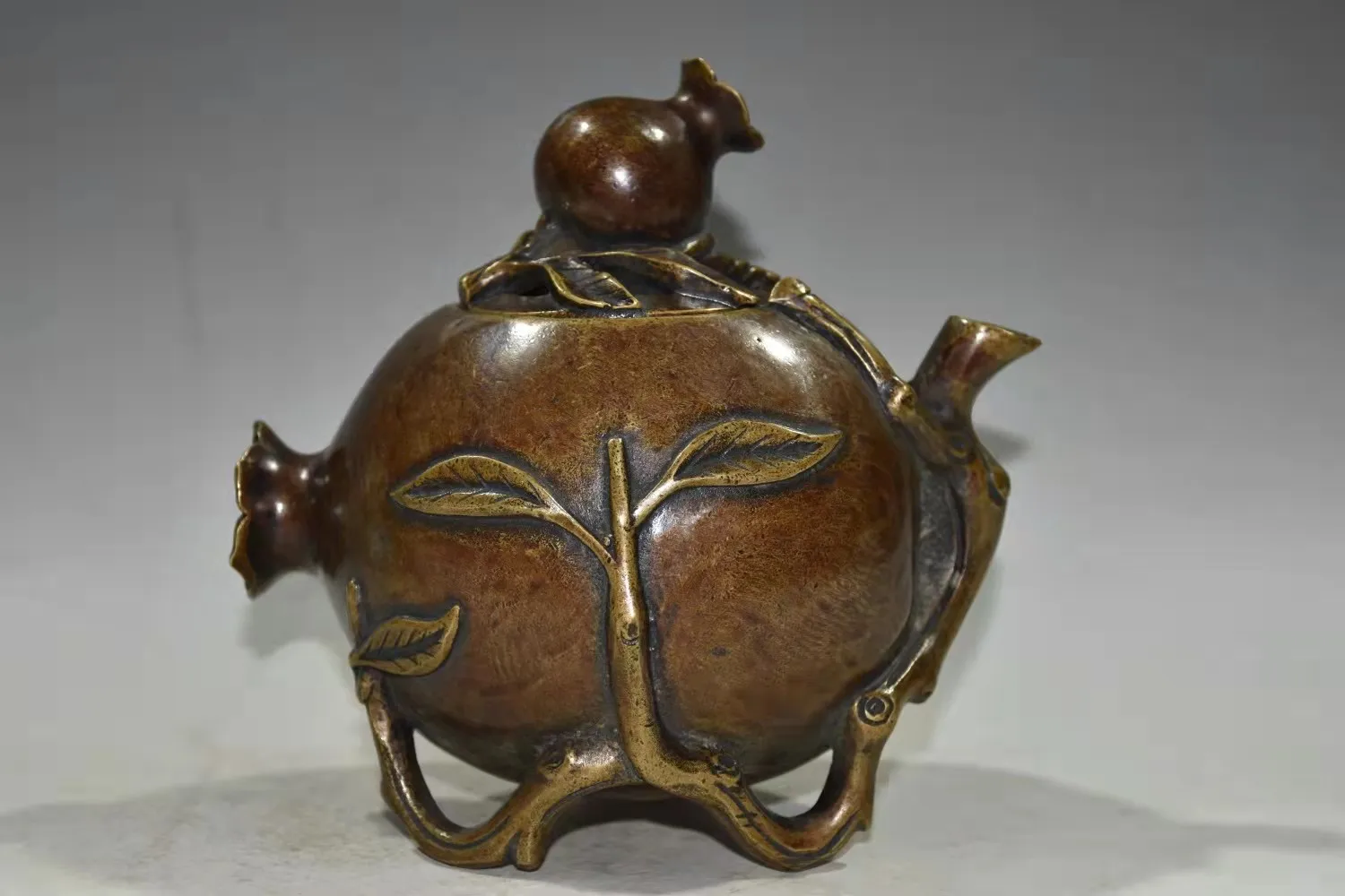 Rare old copper incense burner, pomegranate shape statue, Free shipping