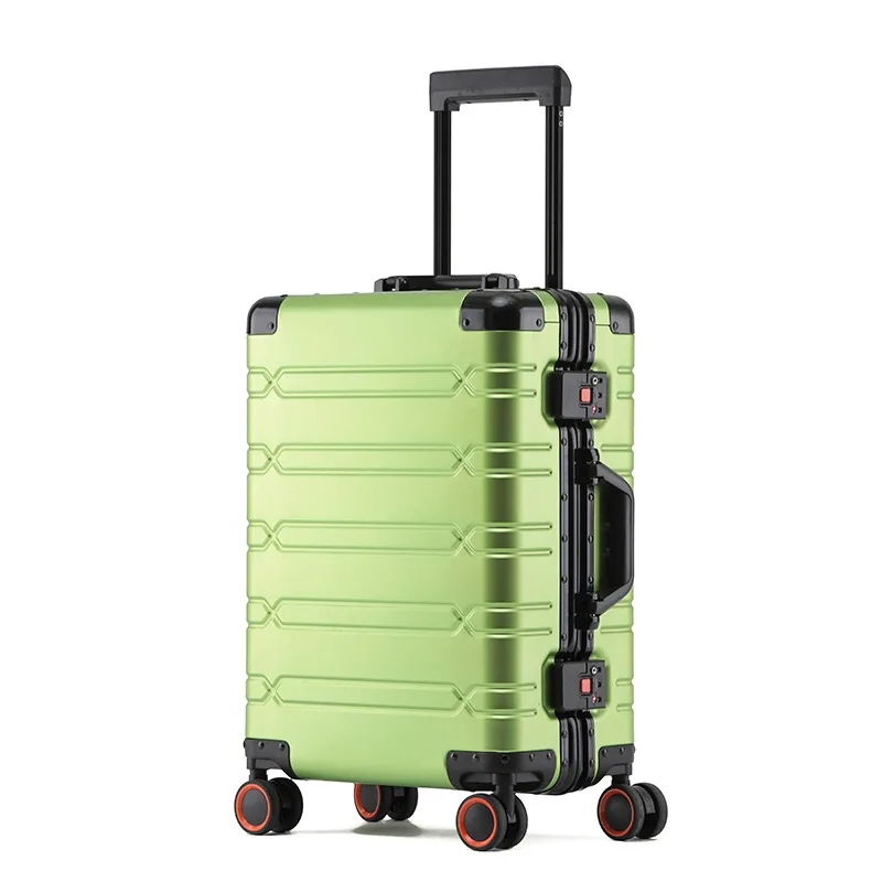 All aluminum rolling luggage universal wheel fashion travel trolley suitcase 20/24/28 inch metal hard box password check-in case