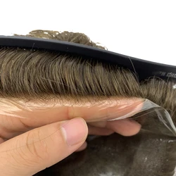 Men Topee Hair System With Human Remy Hair Pieces Thin Skin Base Toupee