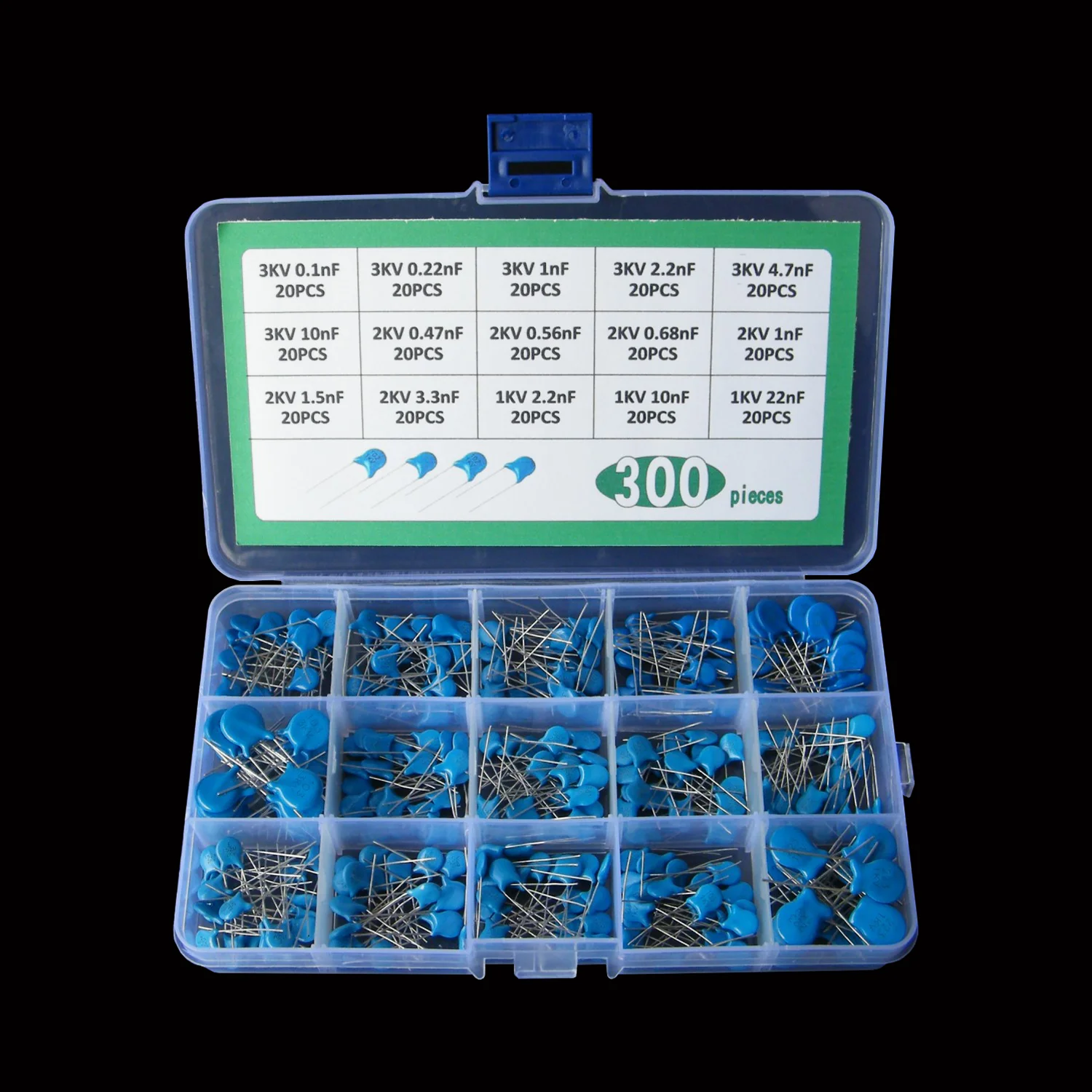 1K 2K 3K 0.1nF-22nF 15 kinds of high voltage ceramic capacitor sample box ceramic capacitor box