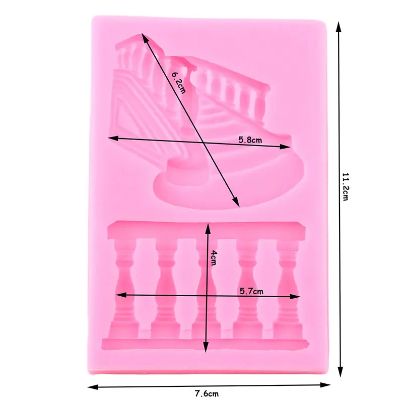 ウェディングケーキデコレーションツール 3D Staicase 手すりボーダーシリコーン金型ケーキベーキングフォンダンキャンディ粘土チョコレート Gumpaste 金型