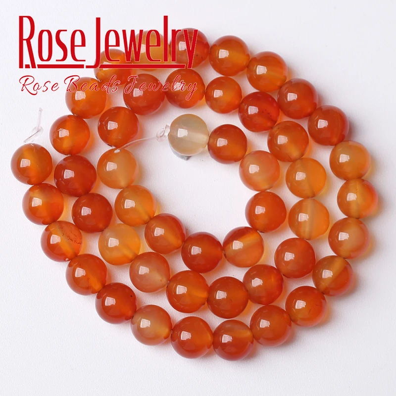 Natural Red Agates Beads Carnelian Round Loose Stone Beads For Jewelry Making DIY Bracelet Accessories 4 6 8 10 12mm 15\'\' Inches