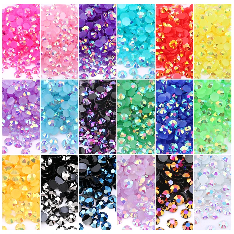 3-5mm 10000pcs/bag  Jelly Resin Round Non Hotfix Flatback Rhinestoens For Clothes Cup Bag 3D Art Decoration