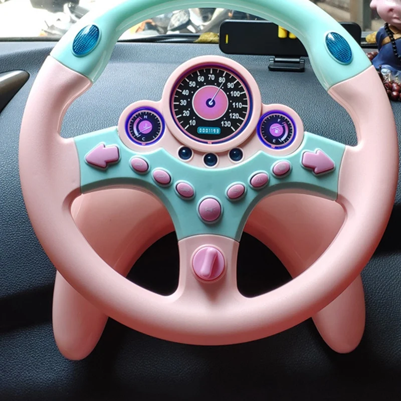 Cute Children Steering Wheel Toy with Light Simulation Driving Sound Music Funny Educational Baby Electronic Travel Kids Toys