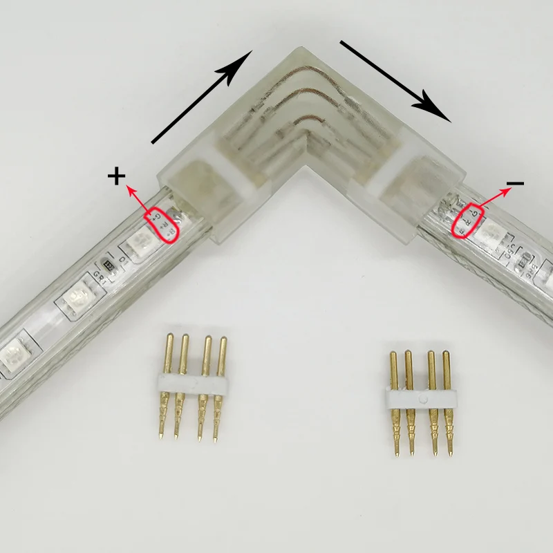 220V Led Strip Connector 90 Graden Rgb Led Tape Connector Voor 2835/ 3528/Rgb Haakse Connector 2Pin 4Pin Led Connector