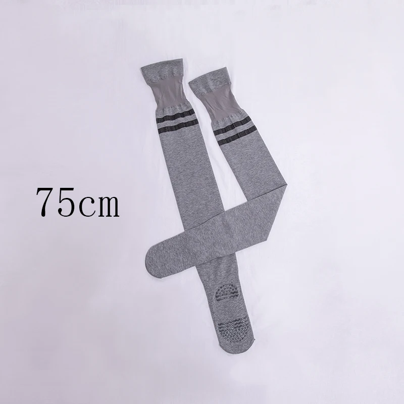 Women\'s Long Sports Socks Two Striped Pattern Over-knee High Stocking Black Gray Color High Elastic Slim Thigh Stockings