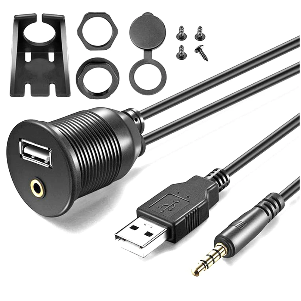 USB waterproof cable for vehicle 3.5mm socket audio cable USB earphone extension cable for automobile desktop computer