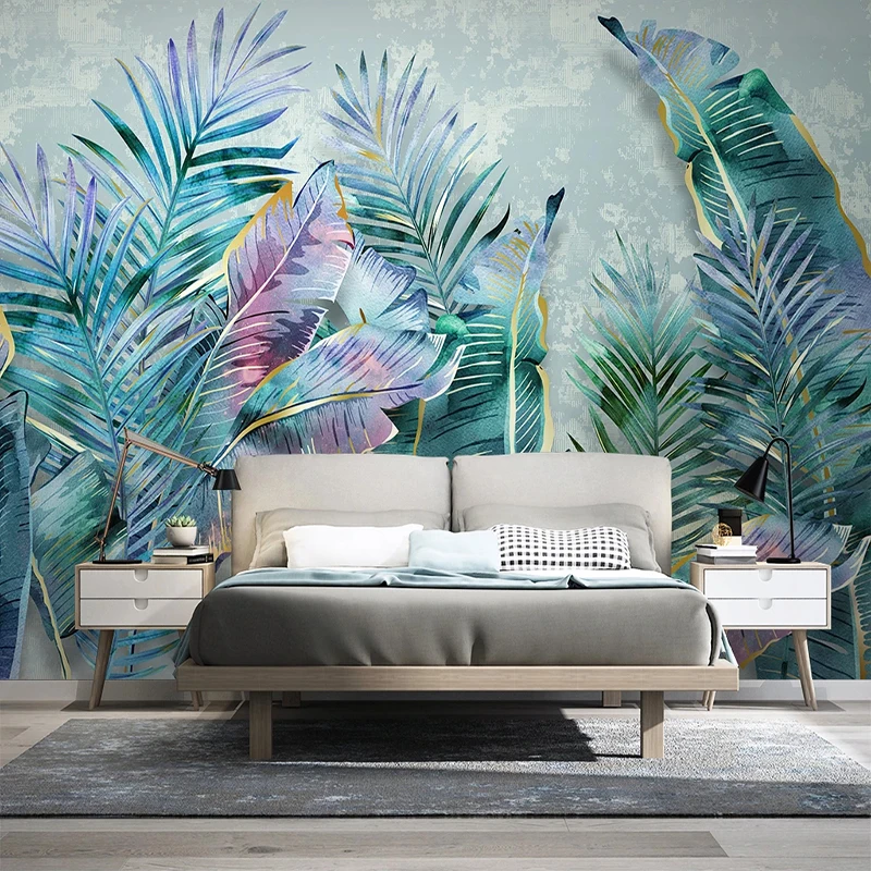 Tropical Modern 3D Leaves Custom Mural Plant Nordic Living Room Sofa TV Background Waterproof Wallpaper Wall Covering Home Decor