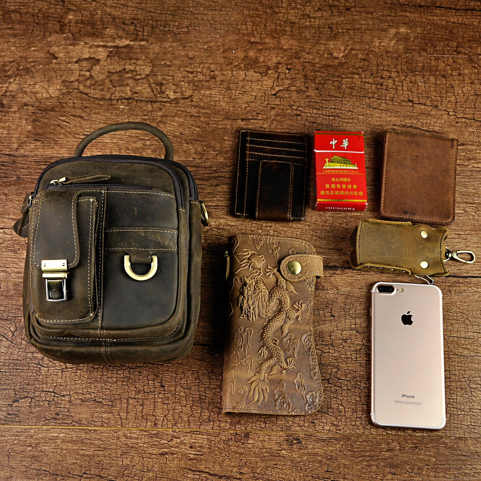 Hot Sale Genuine Bull Leather Multi-function Messenger Crossbody Tote Bag For Men Male Design Satchel Fanny Waist Belt Pack 3004 image 5