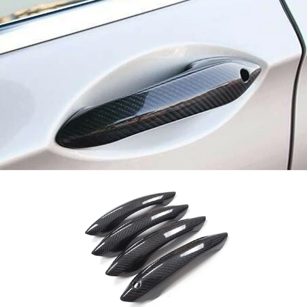 Car Carbon Fiber Door Handle Frame Cover Fit For BMW 5 Series F10 F18 F06 F12 2010-2015 Without Comfort Access