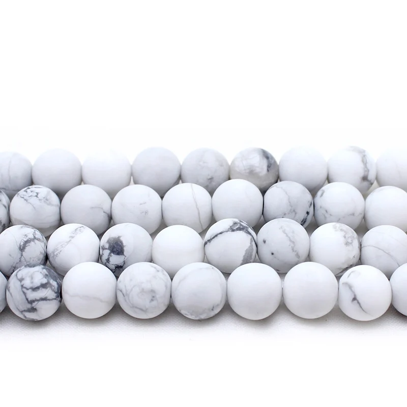 Natural Stone Matte Frosted White Howlite Turquoises Round Loose Beads 15