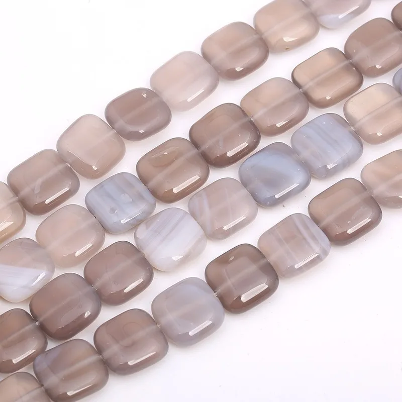 12mm Natural Stone Colorful Agate Tiger Eye Sandstone Square Piece Loose Beads for Jewelry Making DIY Hot Bracelet Necklace 15\